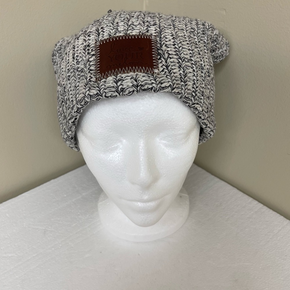 Love Your Melon Black and White Speckled Slouchy Beanie